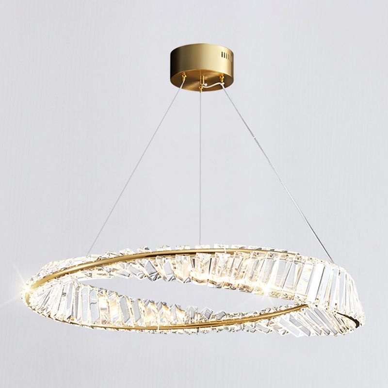 Postmodern Simplicity Round Hanging Chandelier Pendant Light Crystal Ceiling Lights Fixture for Restaurant