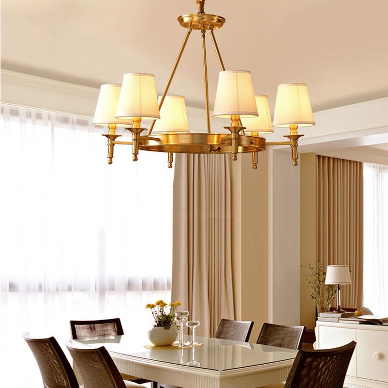 Gold Copper Pendant Light in Traditional Classic Style Fabrics Sputnik Hanging Light for Living Room