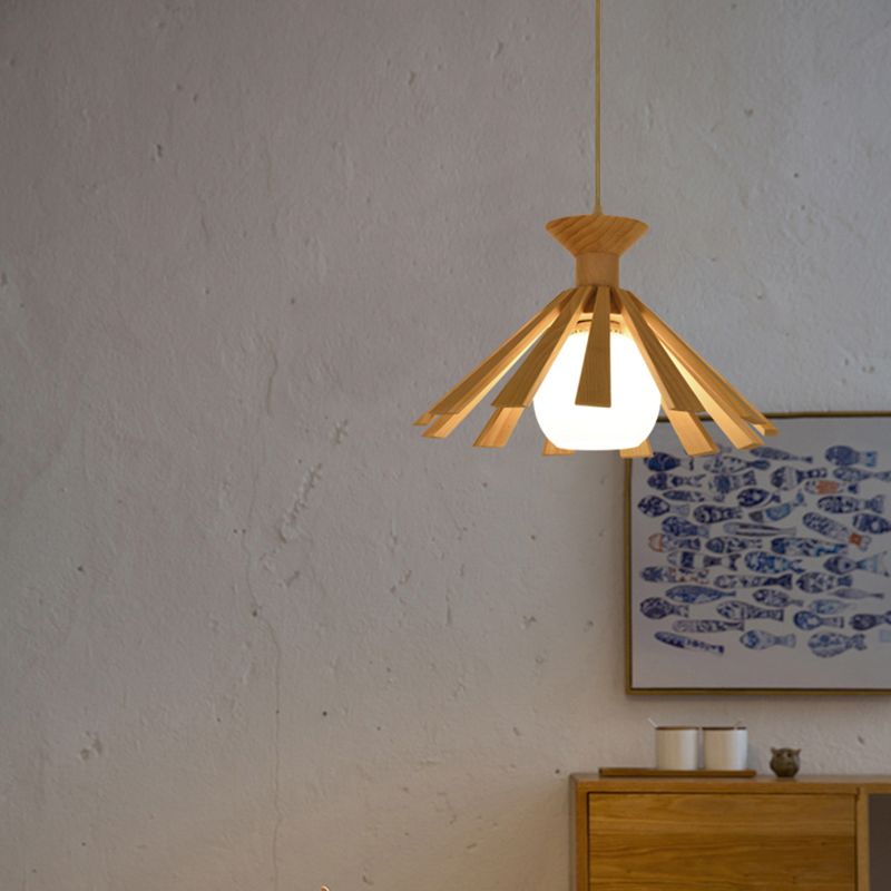 Kegelvormige eetkamer hangend plafondlicht houten Noordse stijl hanglamp lamp in hout in hout