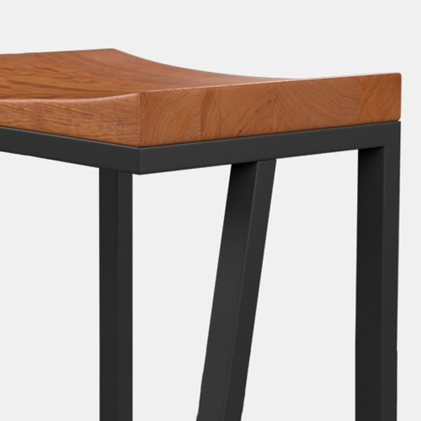 Industrial Metal Barstool Low Back Wood Counter Stool in Matte Finish for Indoor