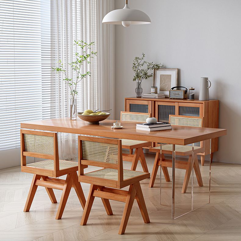 Modern 1/2/5 Pieces Dining Set Rectangle Pine Wood Dining Table for Dining Room Cafe