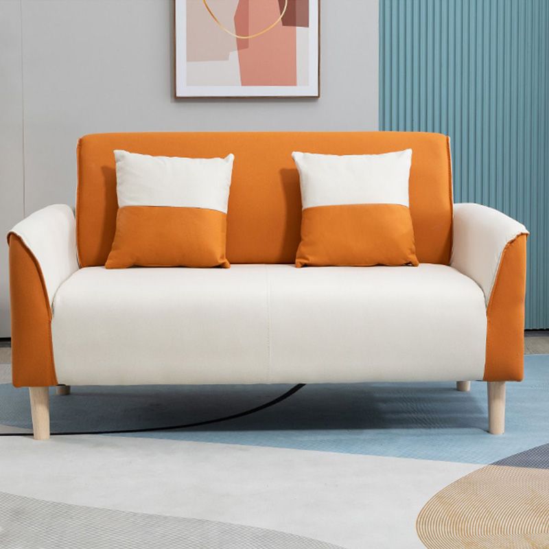 25.59" Wide Faux Leather Loveseat Scandinavian Flared Arm Sofa