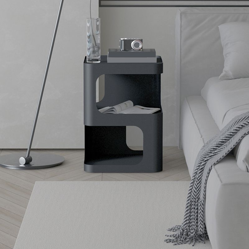 Square Iron End Table Set 21.26" Tall Metal Side Table with Storage Shelves