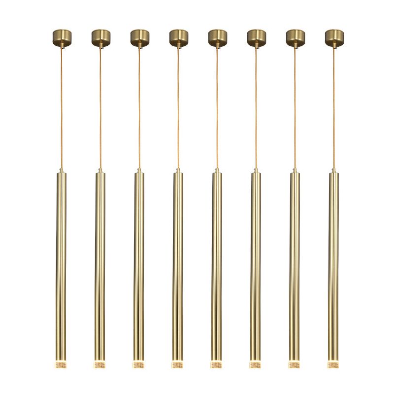 Gold Finish Tubular Spotlight Minimalist LED Metal Pendant Light for Open Kitchen