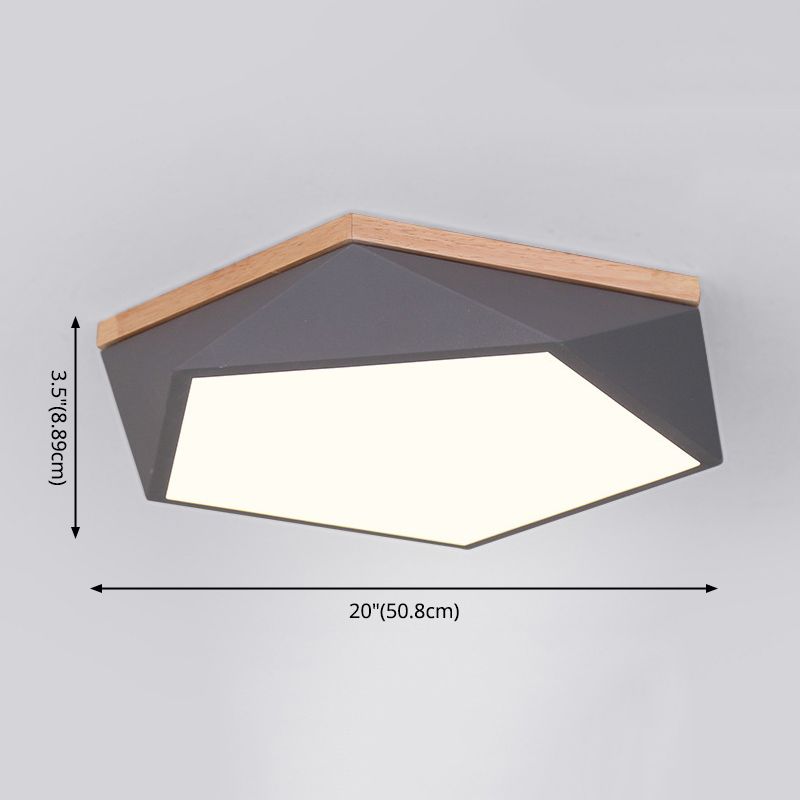 Plafonnier à LED géométrique en bois de style minimaliste moderne avec encastrement en fer forgé macaron avec abat - jour en acrylique