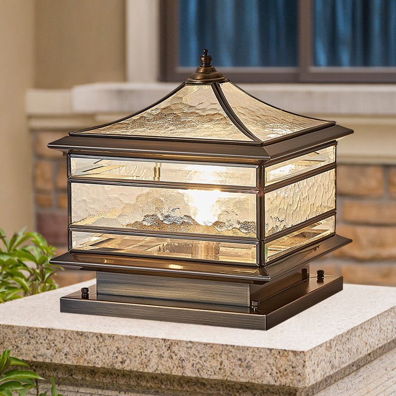 Nordic Style Outdoor Lamp Square Shape Outdoor Light with Glass Shade for Courtyard