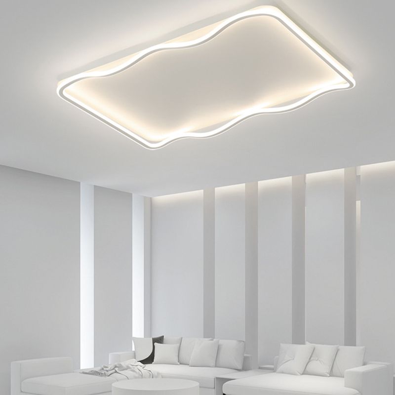 Metal Modern LED Flush Mount Rectangle Shape Ceiling Light with Acrylic Shade for Bedroom