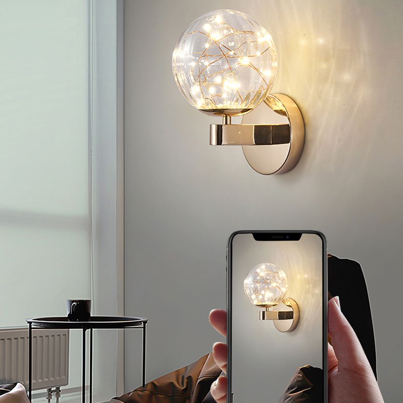 Modern Style Sphere Sconce Light Fixtures Metal 1 Light Wall Mounted Lighting