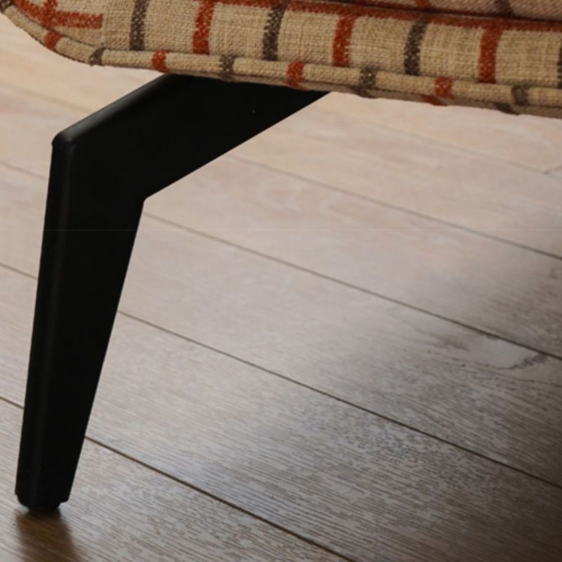 Fabric Lounge Chair Flared Arms Plaid Side Chair with Black Legs