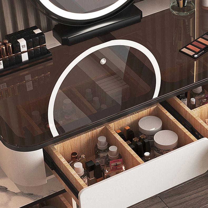 Glam Glass Bedroom Vanity Desk 4 Drawer Vanity Dressing Table