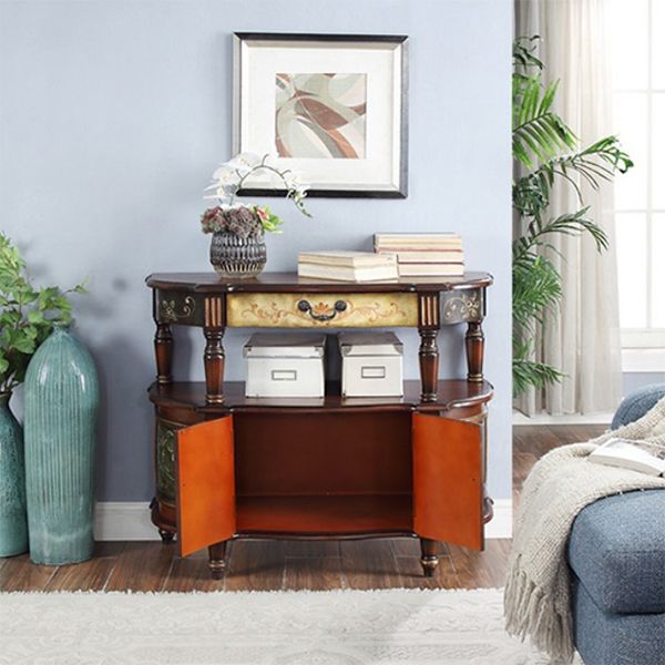 Mid Century Modern Wooden Console Table Half Moon Console Sofa Table for Hall