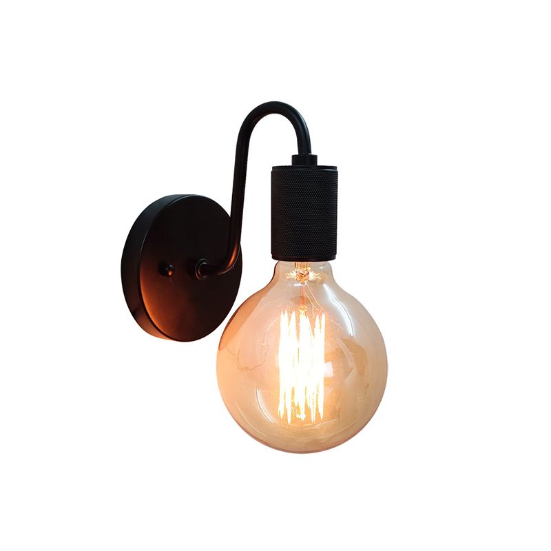 Modern Wall Sconce Cylinder Shape Wall Light with Metal Shade for Bedroom in Black