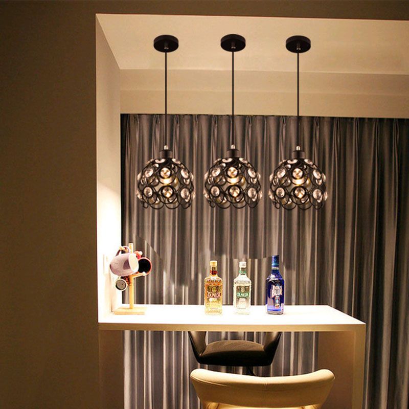 Suspension du pendentif moderne dôme suspendu à cristal clair avec un cordon suspendu à 39,5 "