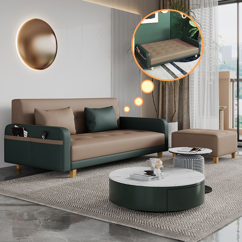 30.7" H Faux Leather Square Arm Tufted Sofa Bed For Living Room