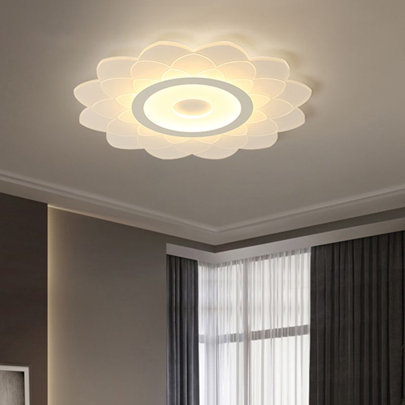 Acryl-Sonnenblumen-Unterputz-Deckenleuchte, schlichte, weiße Unterputz-LED-Leuchte für Schlafzimmer
