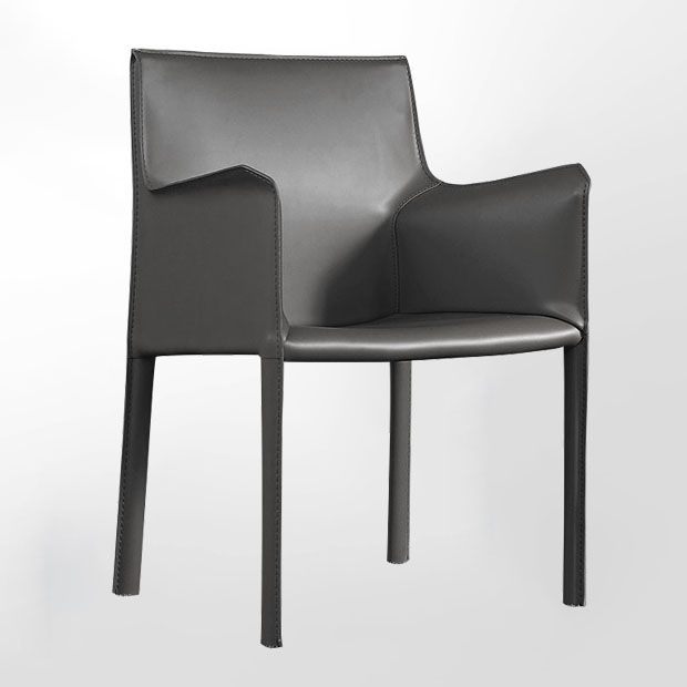 Contemporary Leather Dining Chair Parsons Chair in Matte Finish with Steel Legs