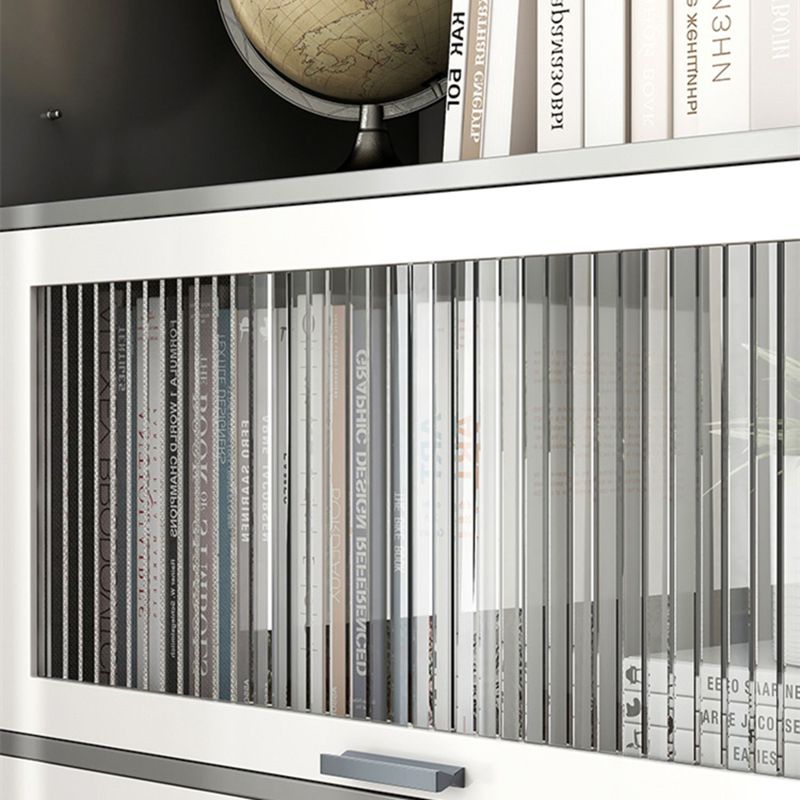 Wooden Engineered Wood Bookcase with Doors Closed Back Bookshelf Doors Included