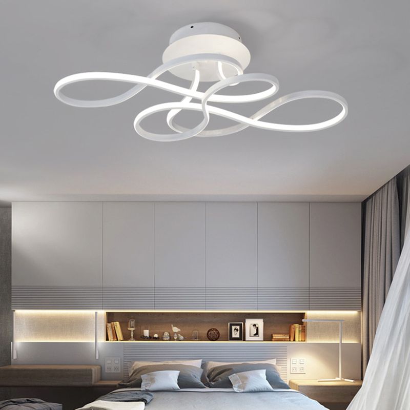 29.5 Inches Wide Minimalist Style LED Line Light Aluminum Alloy Irregular Ceiling Flush Mount Lighting Fixture for Dining Room