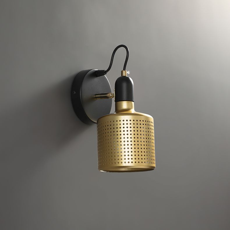Moderner Stil Verstellbarer Zylinderwandleuchten Beleuchtung Metall 1 Lichtwandmontierte Lampen in Gold