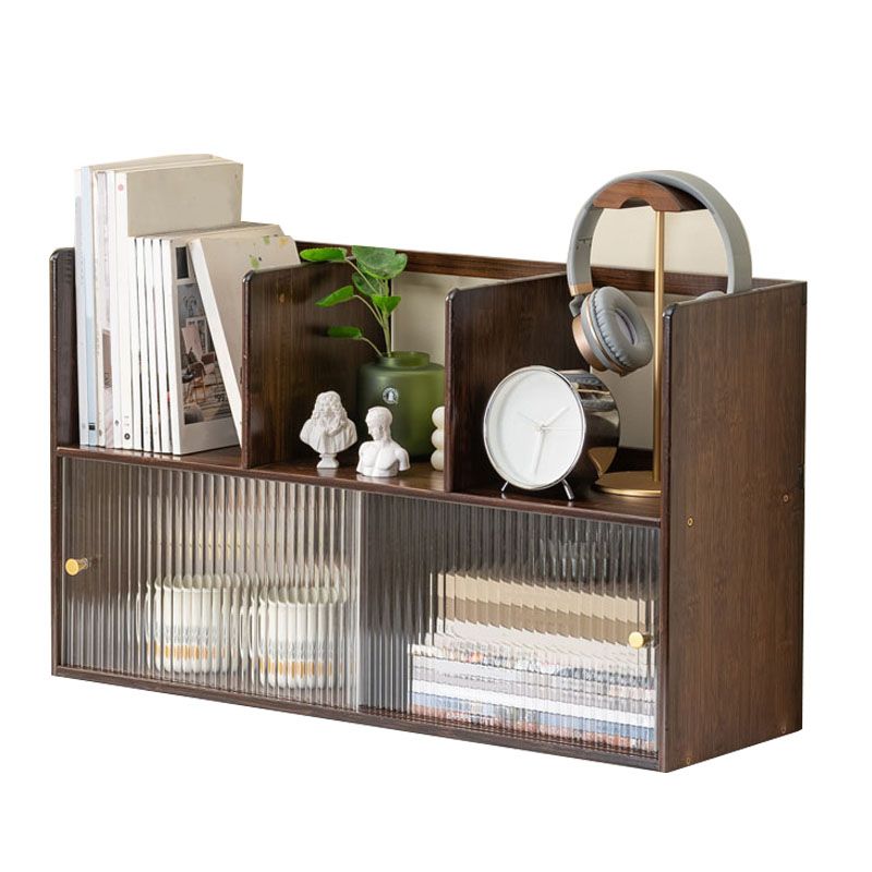 Closed Back Vertical Bookshelf Contemporary Wood Bookcase with Cabinets