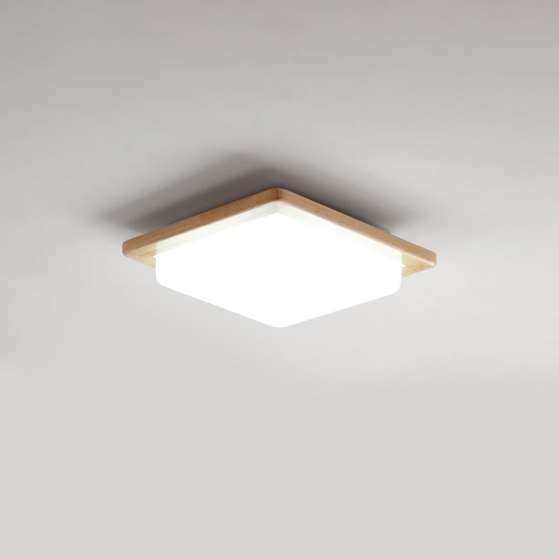 Square Shape Glass Flush Light Modern Style 1 Light Flush Mount Fixture in Brown