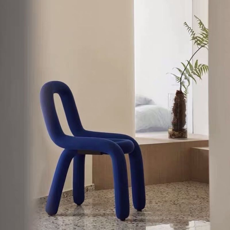 Samt-Designer-Wohnzimmer-Beistellstuhl, farbenfroher offener Esszimmerstuhl