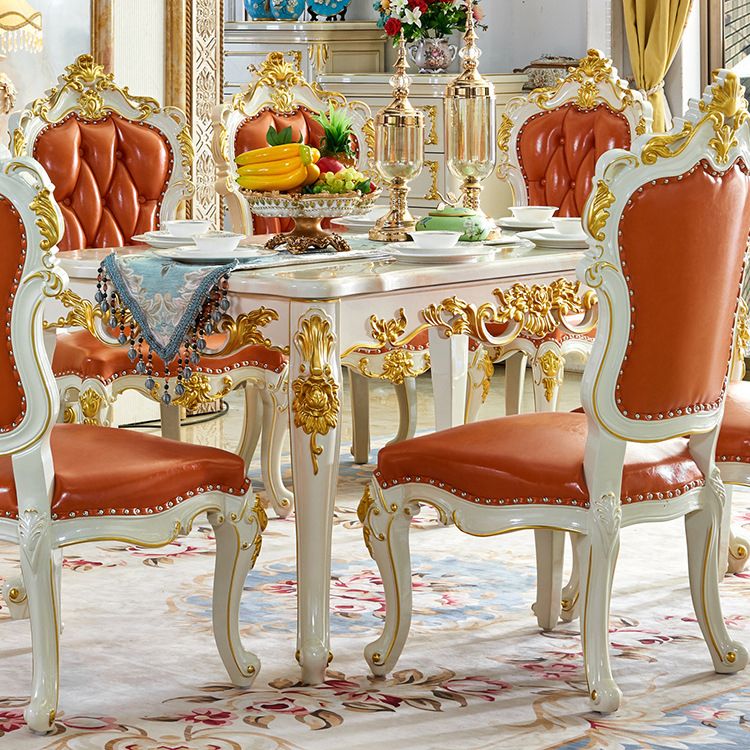 Mesa de mármol rectangular con base de 4 patas resistente a arañazos de estilo de lujo para el hogar