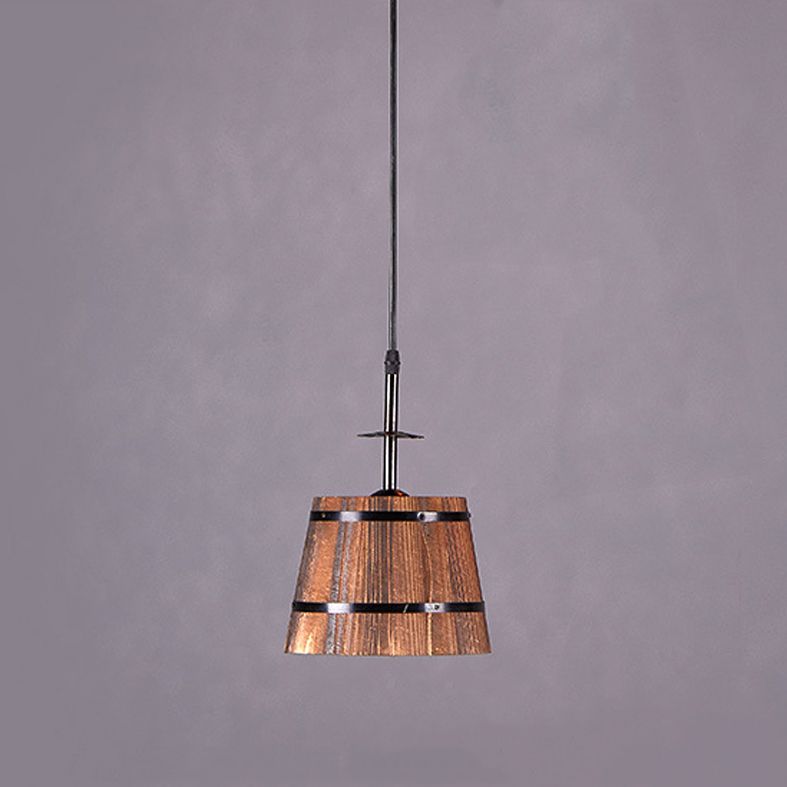 Lampada a ciondolo in legno in difficoltà di legno ristorante in legno vintage Luce sospesa