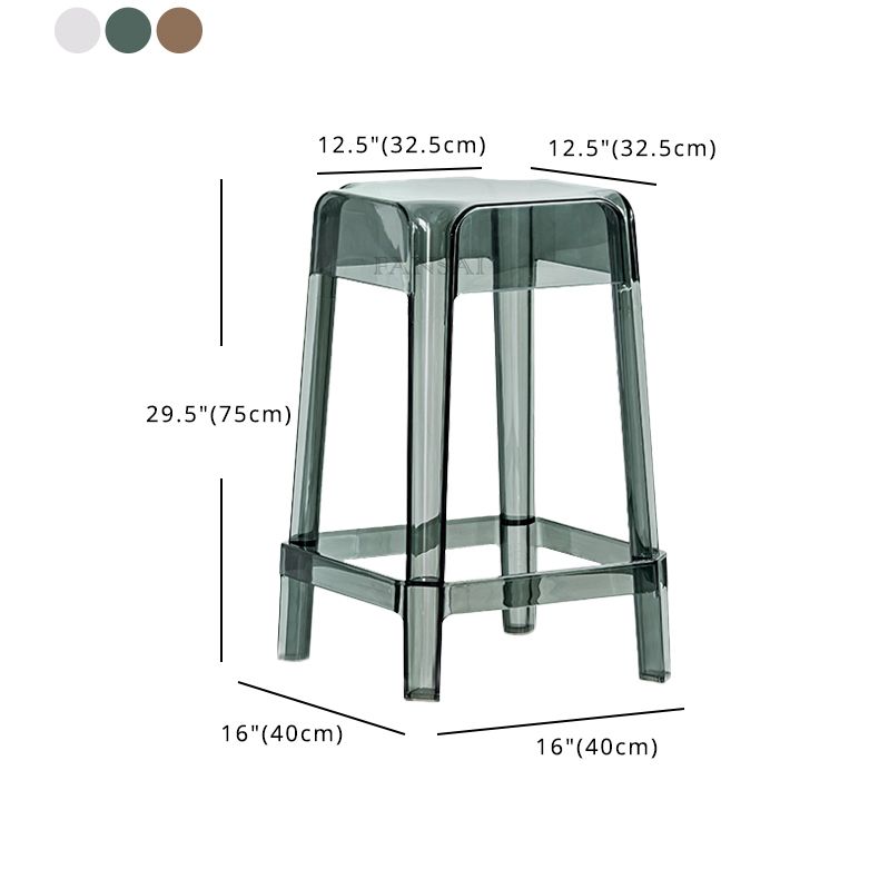 Taburete de bar cuadrado moderno, taburete de bar sin brazos de plástico con reposapiés