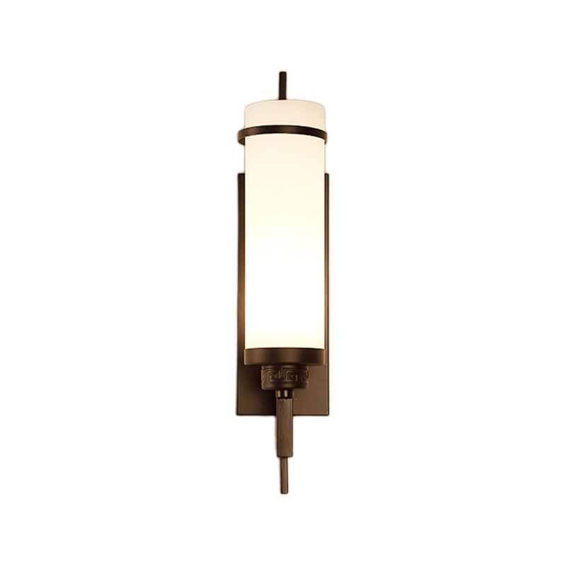 1 Light Cylinder Wall Light Fixture Modern Glass in Gold/White