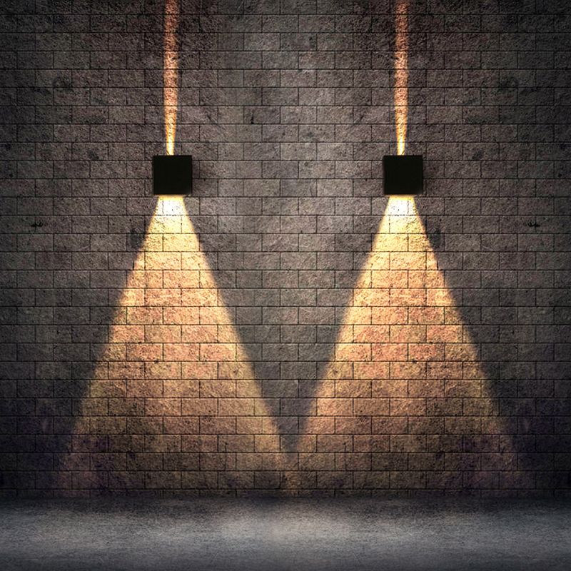 Modern Minimalist Style Square Wall Mounted Light Fixture Metal 2 Lights Wall Lights