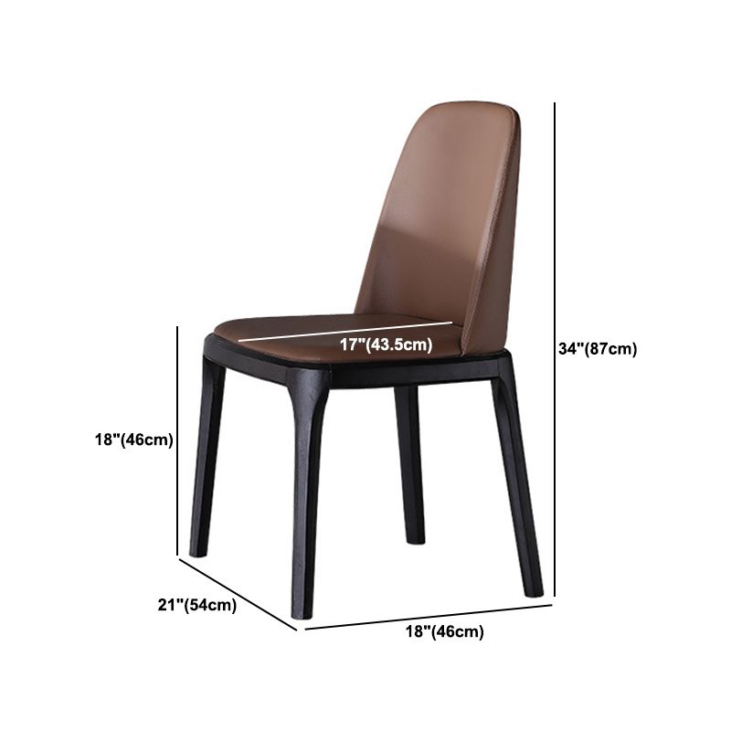 Brown Contemporary Dining Accent Chair Black Oak Wood Legs Dining Chair