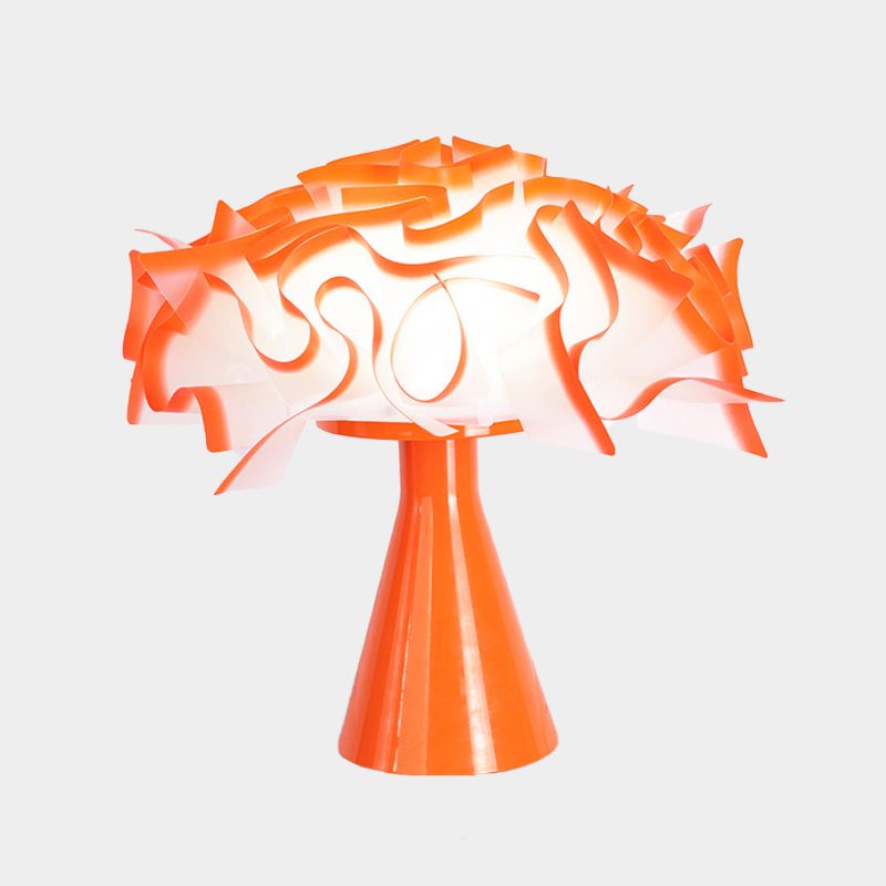 LED Bedroom Table Lighting Modern Orange Nightstand Lamp with Flower Acrylic Shade