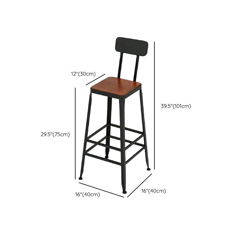 Contemporary Solid Wood Bar Stool Armless Dining Stool with Footrest