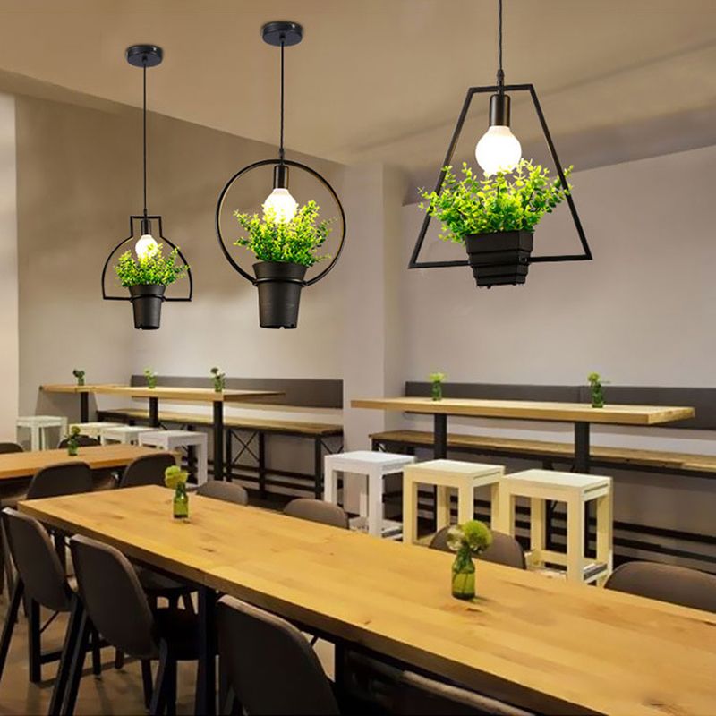 Geometrisch restaurant Hangende hanger lichte loftstijl metalen zwart hangend plafondlicht