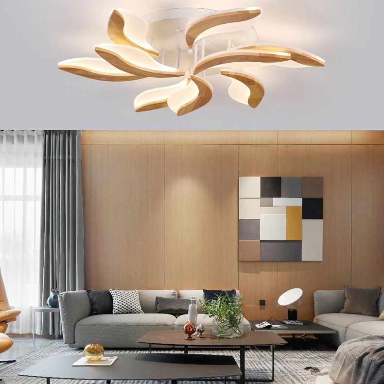 Holzfarbe Acrylschatten Halbflush Mount in modern