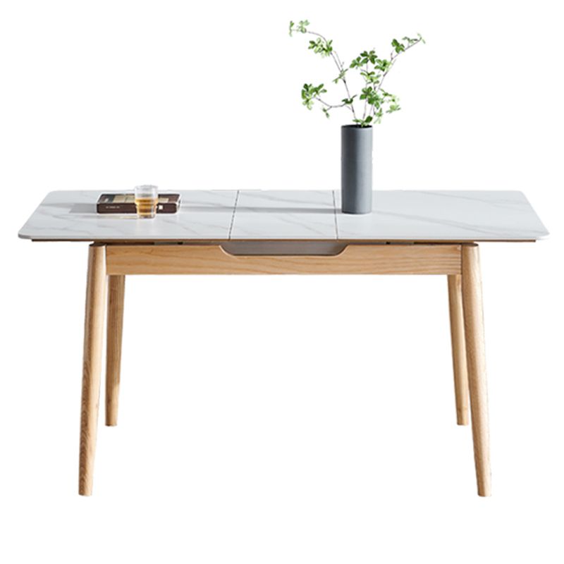 Modern Extendable Dining Table Home Rectangle Sintered Stone Fixed Desk