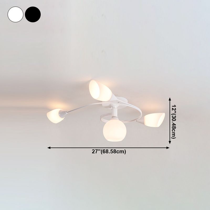 Plafonnier semi-encastré en verre, éclairage de plafond classique en métal pour salle à manger