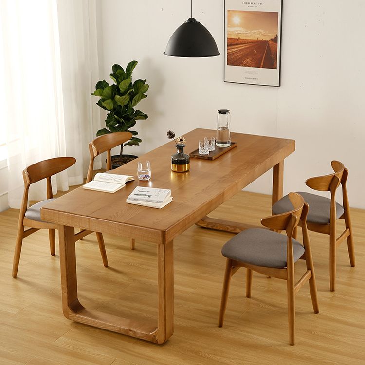 Rectangle Sled Base Dining Site Table Solid Wood Dining Room Collection for Indoor