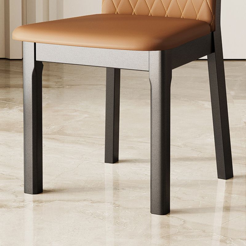 Rubberwood Modern Dining Chair Faux Leather Solid Back Side Chair