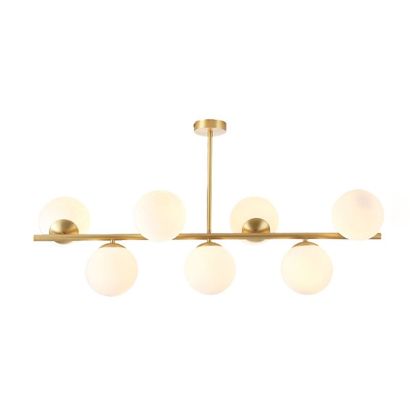 Mid-Century Gold Island Pendant Lighting 7 Light Spherical Glass Island Ceiling Light for Dining Table