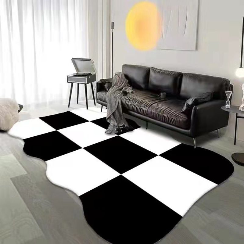 Brown Casual Rug Polyester Contrast Color Indoor Rug Non-Slip Backing Rug for Living Room