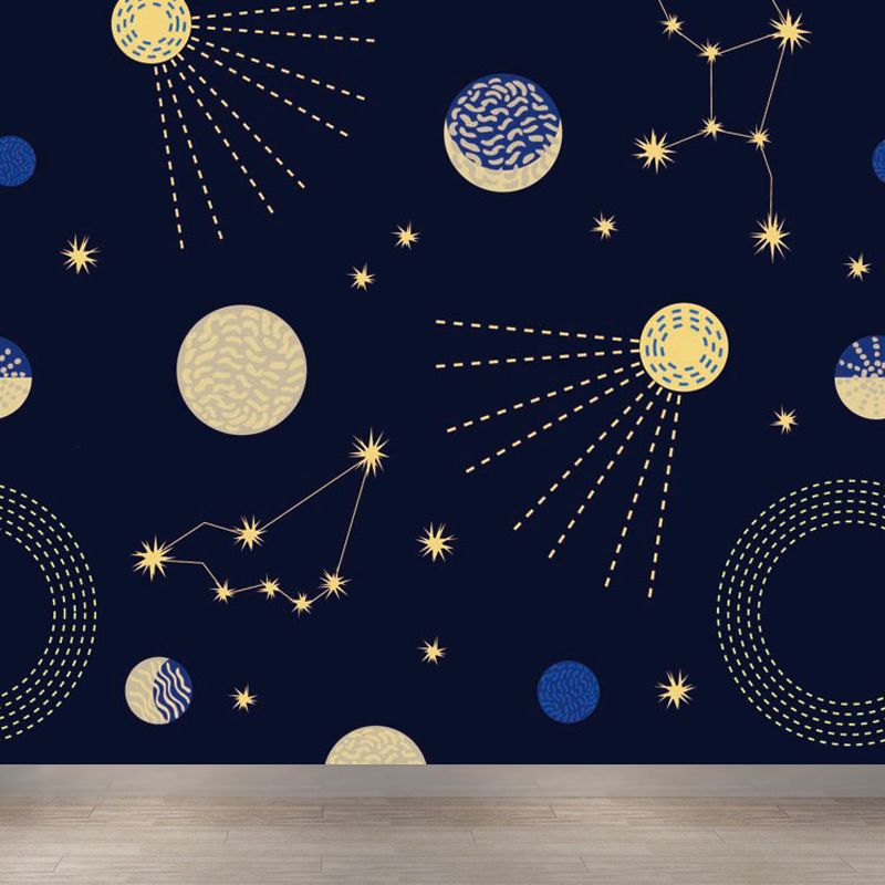 Pastel Color Modern Mural Wallpaper Universe Scenery Wall Covering for Guest Room