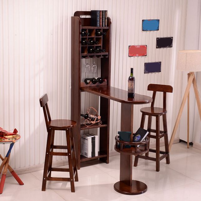 Modern Rubber Wood Bar Dining Table Ellipse Bar Table for Kitchen