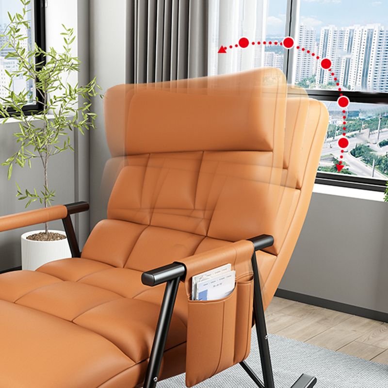 Yellow Modern Rocking Chair with Dark legs Reclining Rocker Chair for Living Room