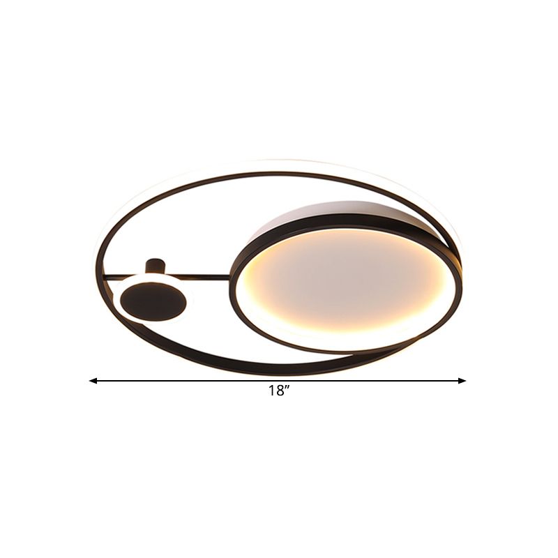 18"/21.5" W Circle Flush Mount Minimalism Acrylic LED Black Ceiling Lamp Fixture in Warm/White Light