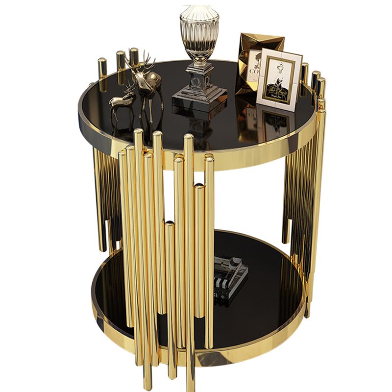 Contemporary Style Round Side End Table Metal Frame Side Table