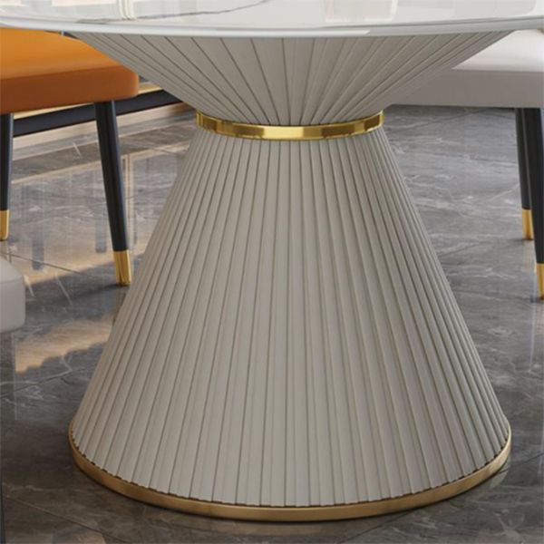 Stone Round Dining Table Contemporary Style Dining Site Table with Turntable