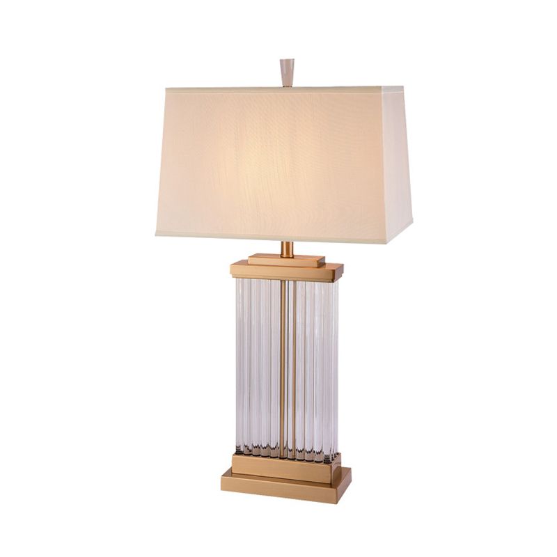 1 Kopf rechteckige Nachttischlampe moderne handgeschnittene Kristall-Leslicht in Gold