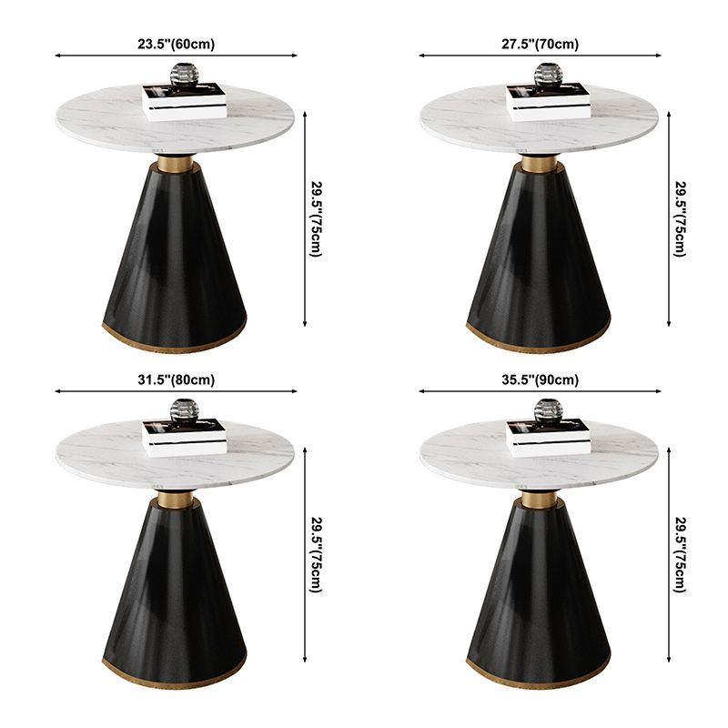 Traditional Luxury Round Dining Table Sintered Stone Table with Black Pedestal Base